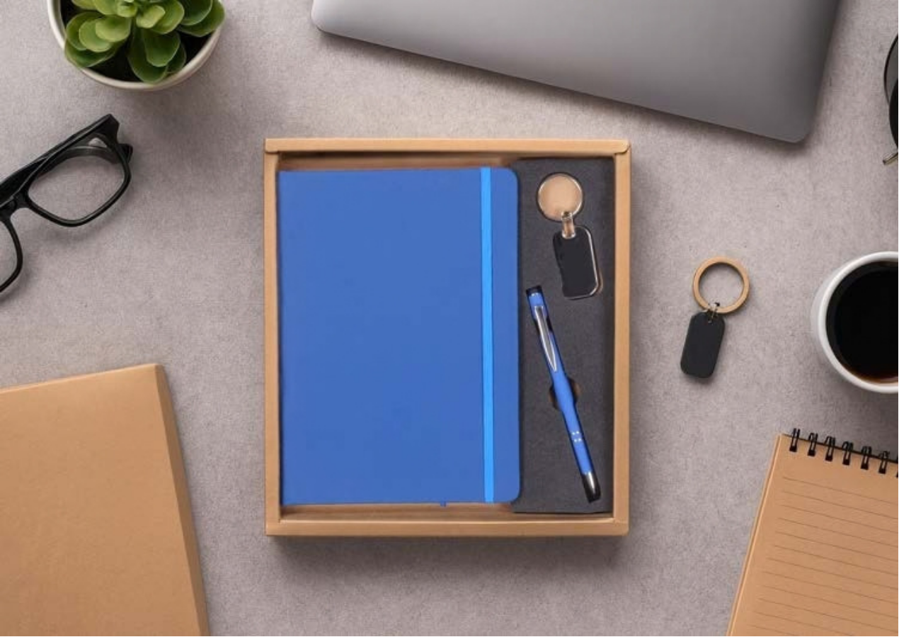 Bespoke Pine Wood Box Azure Stationery Set